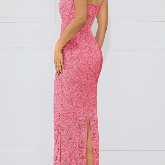 Summer Lace Floral Bodycon Maxi Dress for Women Resort Wedding Elegance - Picture 2 of 5